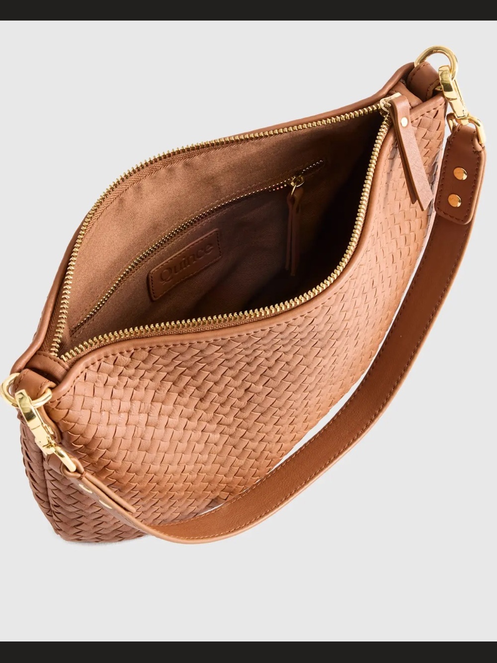 Quince Handwoven Leather Mini Shoulder Bag - Cognac - Picture 4 of 8